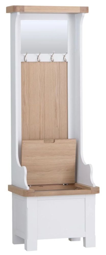 Product photograph of Clairton White Hallway Tidy - Oak Top from Choice Furniture Superstore.