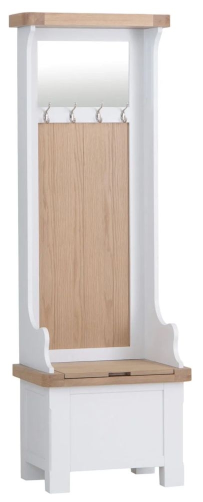 Product photograph of Clairton White Hallway Tidy - Oak Top from Choice Furniture Superstore.