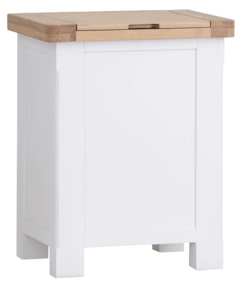 Product photograph of Clairton White 1 Door Laundry Box - Oak Top from Choice Furniture Superstore.
