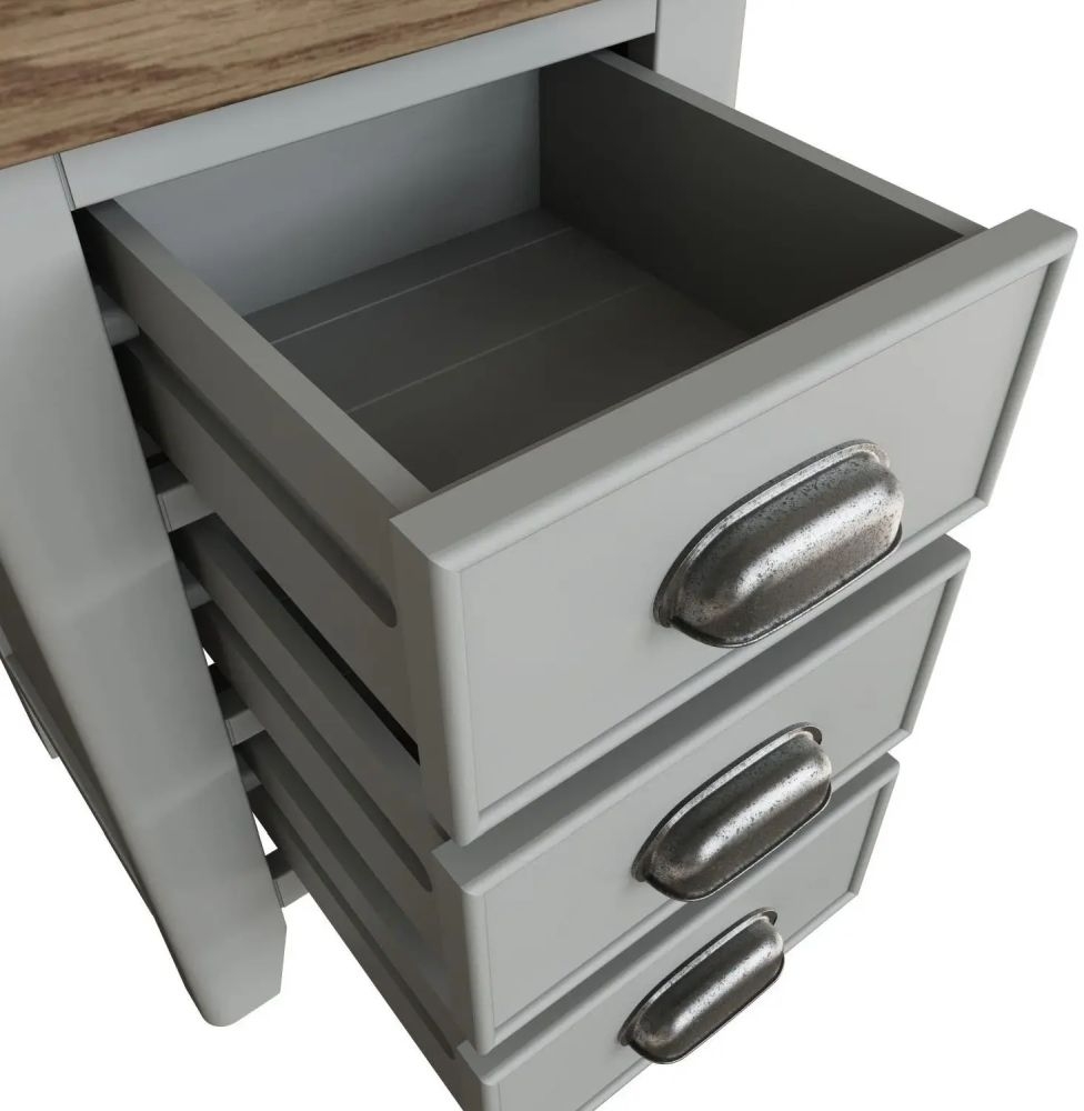 Product photograph of Ringwood Grey Painted 3 Drawer Bedside Cabinet - Oak Top from Choice Furniture Superstore.