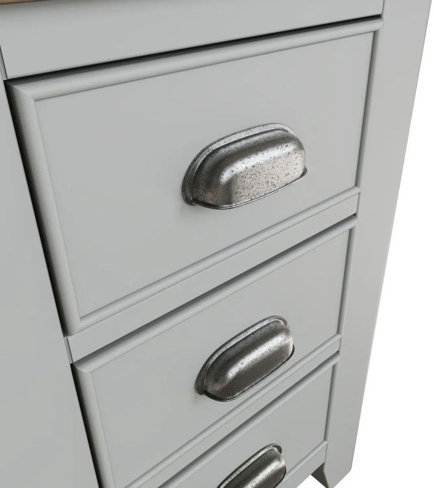 Product photograph of Ringwood Grey Painted 3 Drawer Large Bedside Cabinet - Oak Top from Choice Furniture Superstore.