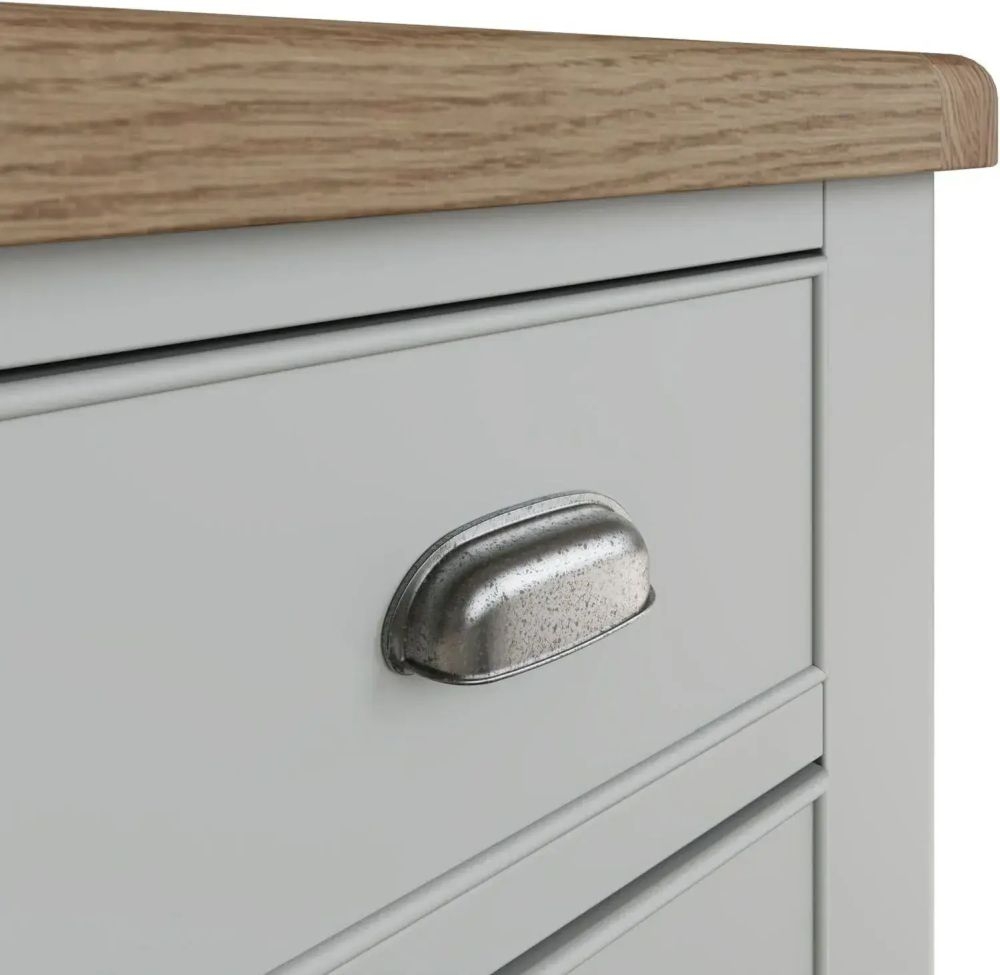 Product photograph of Ringwood Grey Painted 4 Drawer Chest - Oak Top from Choice Furniture Superstore.