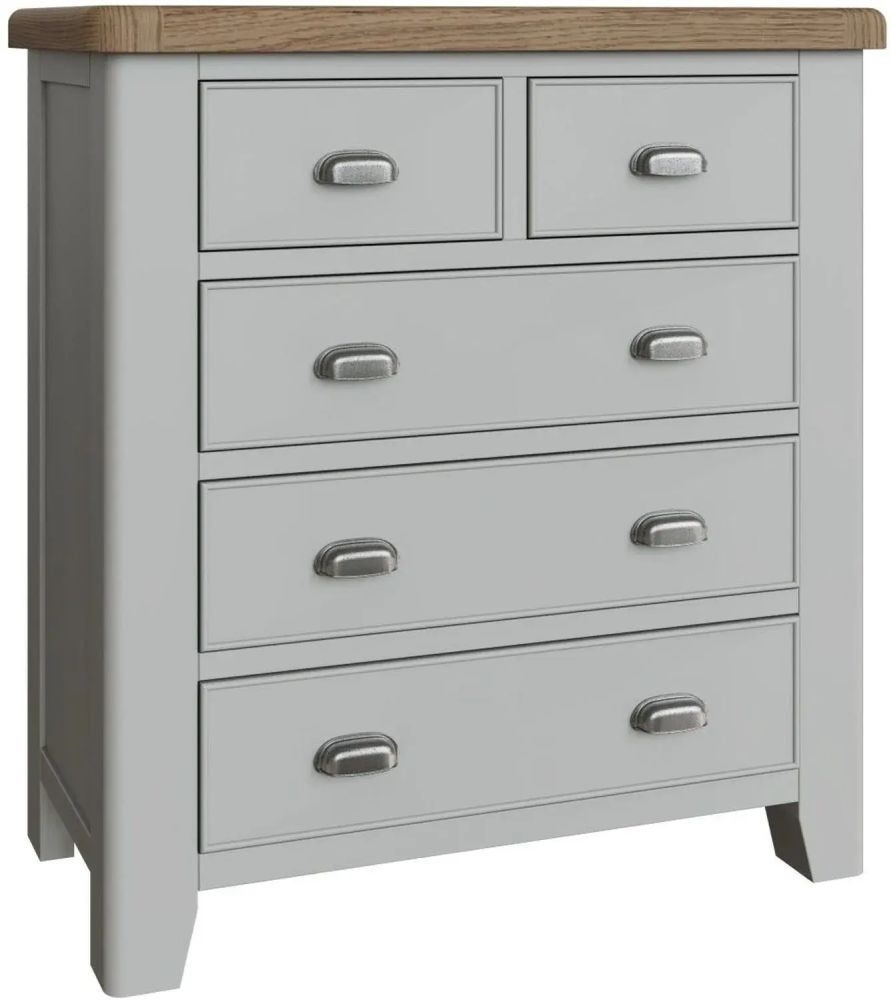 Product photograph of Ringwood Grey Painted 2 3 Drawer Chest - Oak Top from Choice Furniture Superstore.