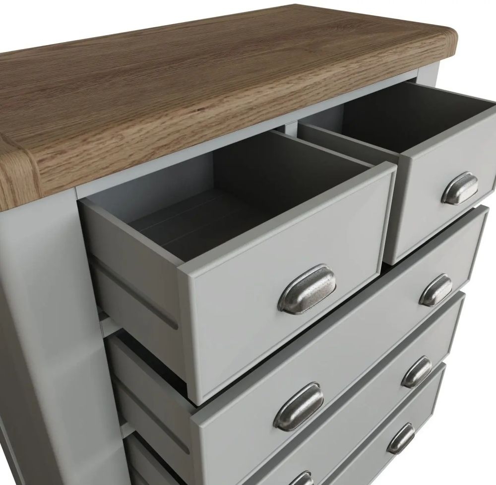 Product photograph of Ringwood Grey Painted 2 3 Drawer Chest - Oak Top from Choice Furniture Superstore.