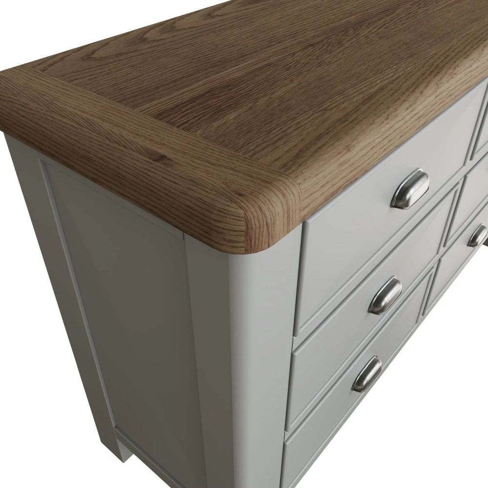 Product photograph of Ringwood Grey Painted 6 Drawer Chest - Oak Top from Choice Furniture Superstore.