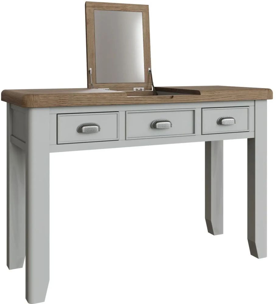 Product photograph of Ringwood Grey Painted Dressing Table - Oak Top from Choice Furniture Superstore.