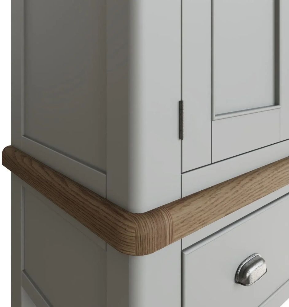 Product photograph of Ringwood Grey Painted 2 Door Combi Wardrobe - Oak Top from Choice Furniture Superstore.