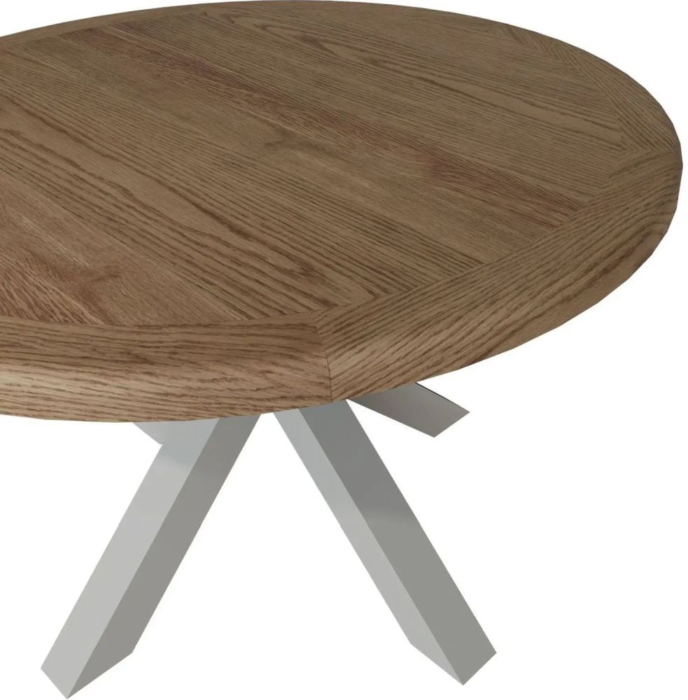 Product photograph of Ringwood Grey Painted 4 Seater Round Dining Table - Oak Top from Choice Furniture Superstore.