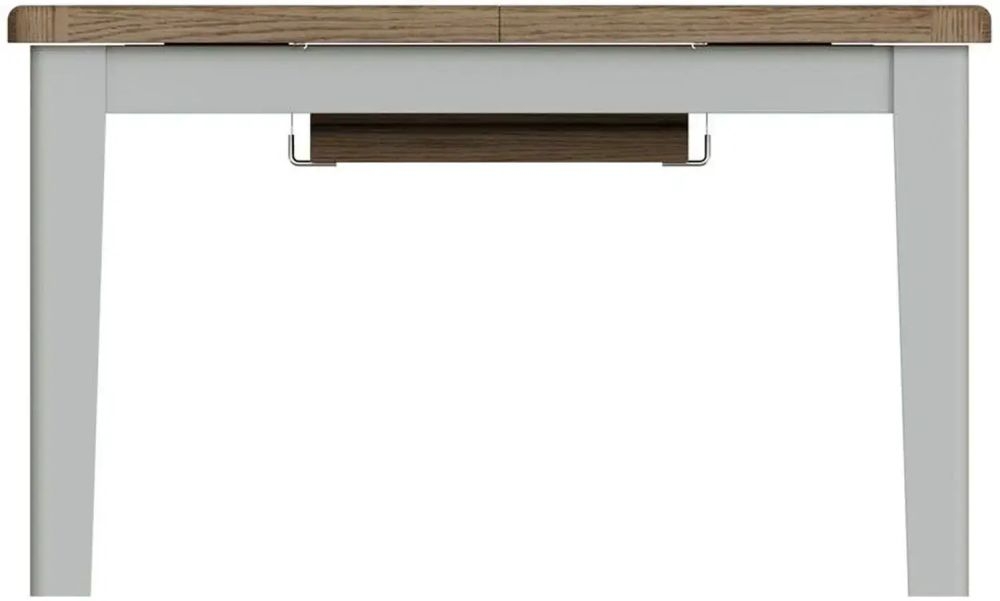 Product photograph of Ringwood Grey Painted 4-6 Seater Extending Dining Table - Oak Top from Choice Furniture Superstore.
