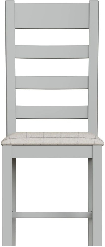 Product photograph of Ringwood Grey Painted Slatted Back Dining Chair With Natural Fabric Seat Sold In Pairs from Choice Furniture Superstore.