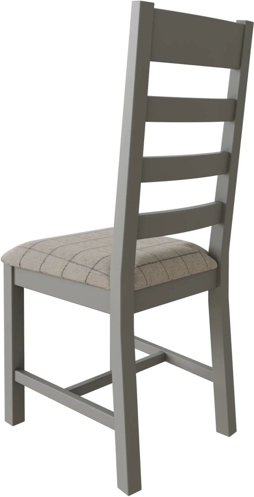 Product photograph of Ringwood Grey Painted Slatted Back Dining Chair With Natural Fabric Seat Sold In Pairs from Choice Furniture Superstore.