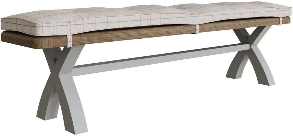 Product photograph of Ringwood Grey Painted Cross Leg Dining Bench from Choice Furniture Superstore.