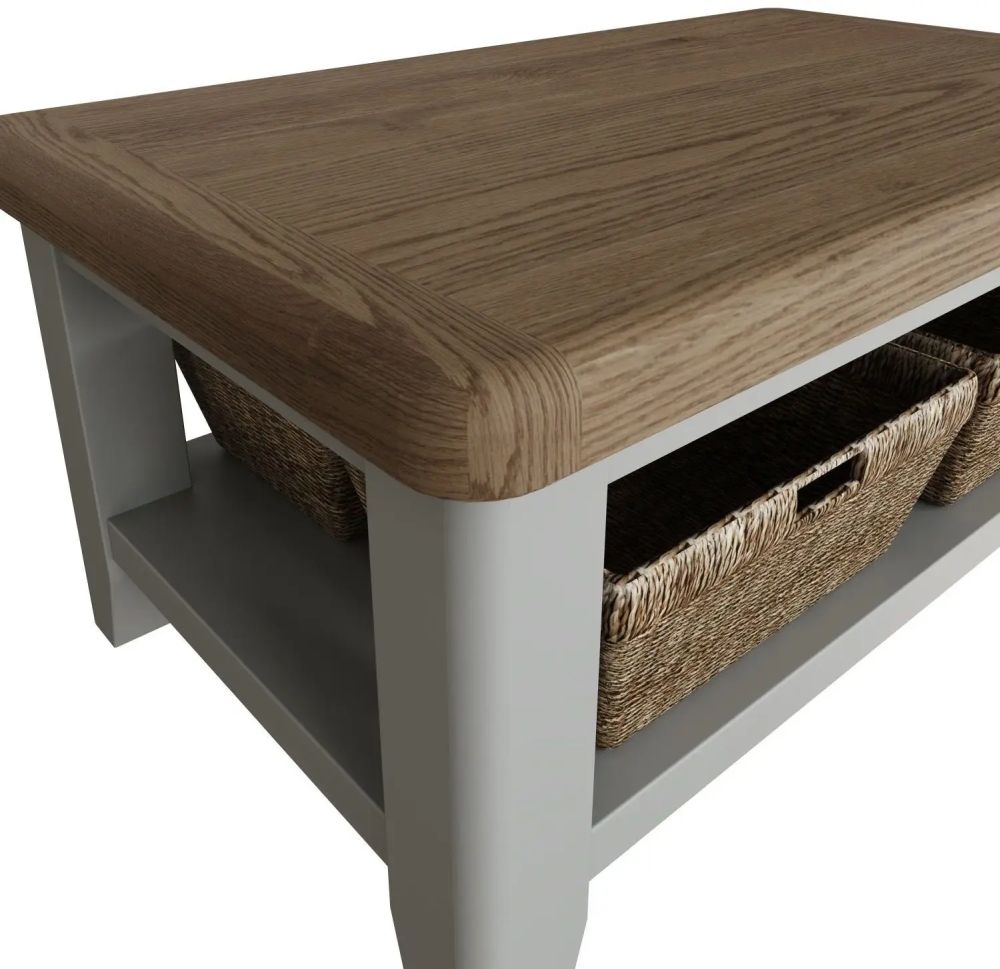 Product photograph of Ringwood Grey Painted Coffee Table - Oak Top from Choice Furniture Superstore.