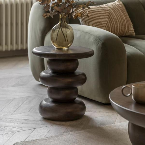 Product photograph of Seville Dark Mango Wood Round Side Table from Choice Furniture Superstore.