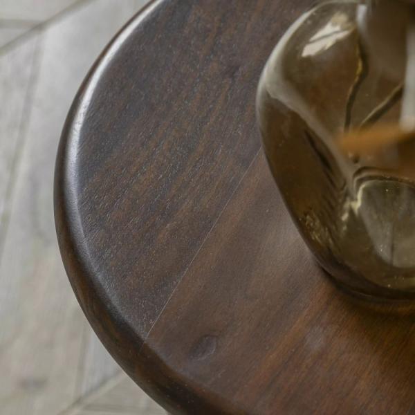 Product photograph of Seville Dark Mango Wood Round Side Table from Choice Furniture Superstore.