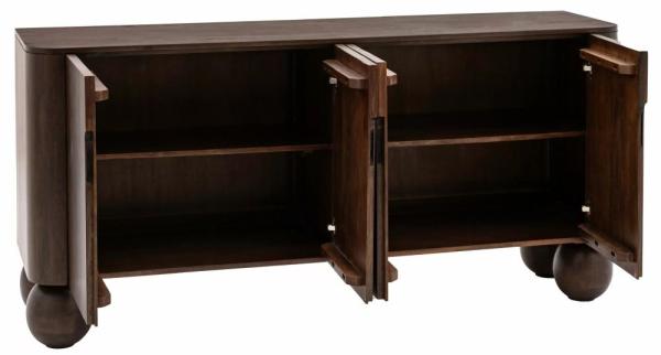 Product photograph of Sculpt Dark Mango Wood 4 Door Sideboard from Choice Furniture Superstore.