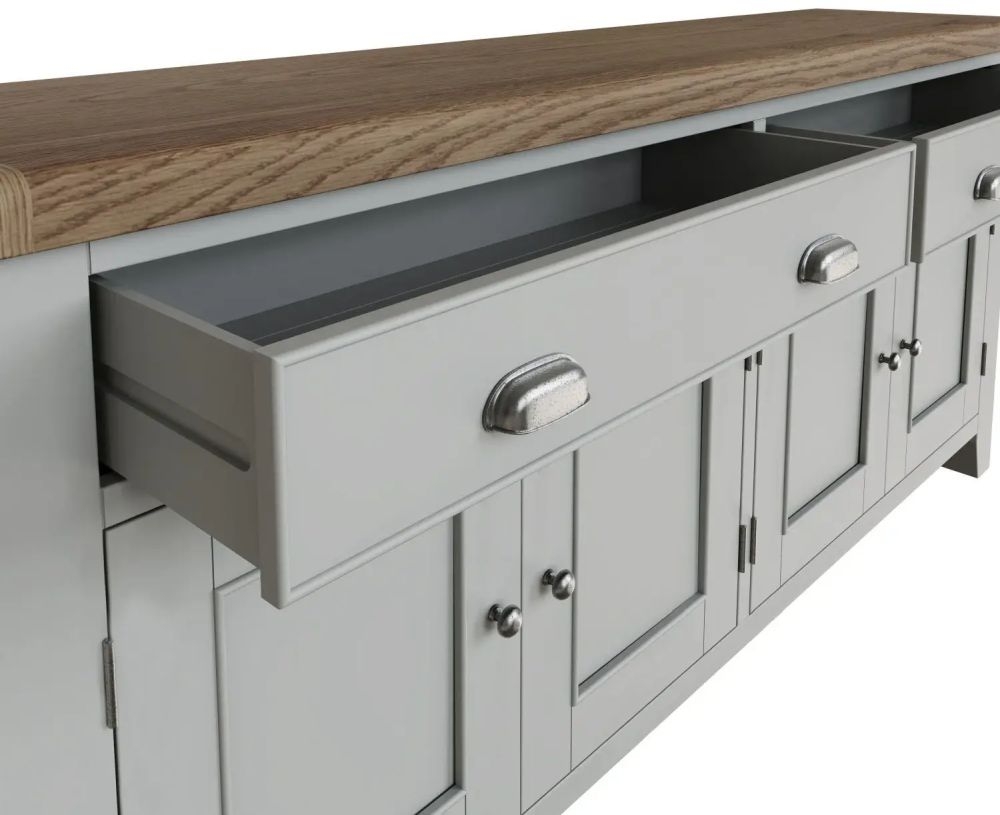 Product photograph of Ringwood Grey Painted 4 Door 2 Drawer Sideboard - Oak Top from Choice Furniture Superstore.