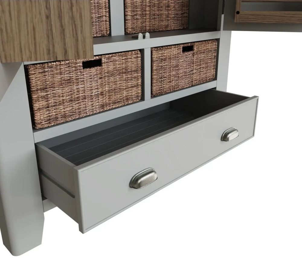 Product photograph of Ringwood Grey Painted Larder Unit - Oak Top from Choice Furniture Superstore.