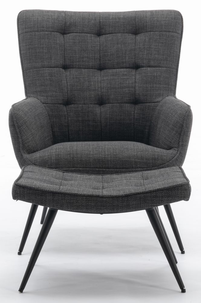 Product photograph of Katelyn Fabric Accent Chair And Stool - Comes In Charcoal Grey Denim Blue And Moss Green Options from Choice Furniture Superstore.