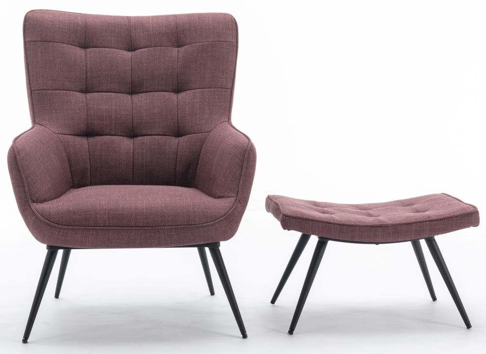 Product photograph of Katelyn Fabric Accent Chair And Stool - Comes In Charcoal Grey Denim Blue And Moss Green Options from Choice Furniture Superstore.