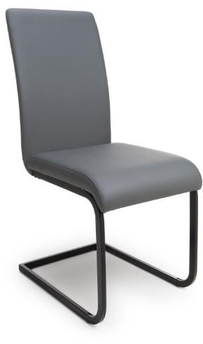 Product photograph of 2 X Loft Grey Faux Leather Cantilever Dining Chair from Choice Furniture Superstore.