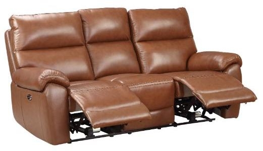 Product photograph of Rocco Saddle Leather 3 Seater Power Sofa from Choice Furniture Superstore.