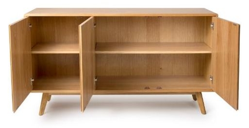 Product photograph of Hoxton Oak 3 Door Sideboard from Choice Furniture Superstore.