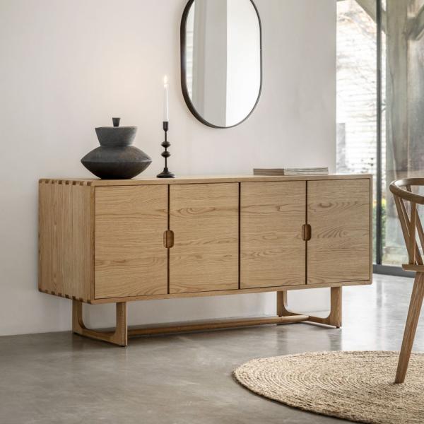 Product photograph of Craft 4 Door Sideboard - Comes In Natural And Smoked Options from Choice Furniture Superstore.