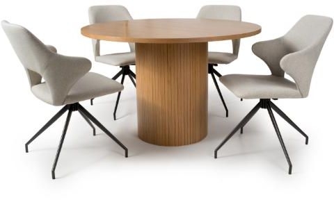Product photograph of Vermont Natural Oak 4 Seater Round Dining Table from Choice Furniture Superstore.