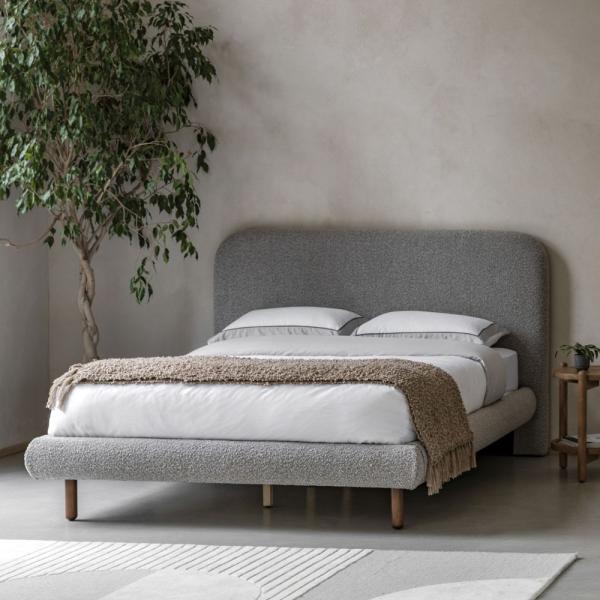 Product photograph of Rabley 4ft 6in Double Fabric Bed - Comes In Stone Grey And Charcoal Options from Choice Furniture Superstore.