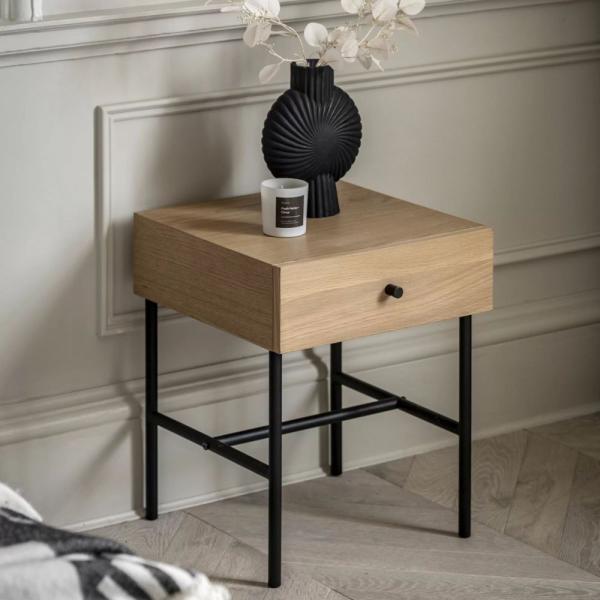 Product photograph of Ashdown Oak 1 Drawer Bedside Table from Choice Furniture Superstore.