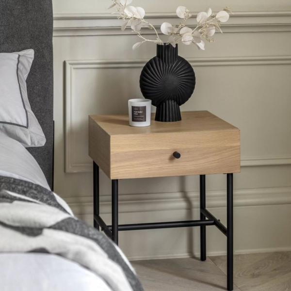 Product photograph of Ashdown Oak 1 Drawer Bedside Table from Choice Furniture Superstore.