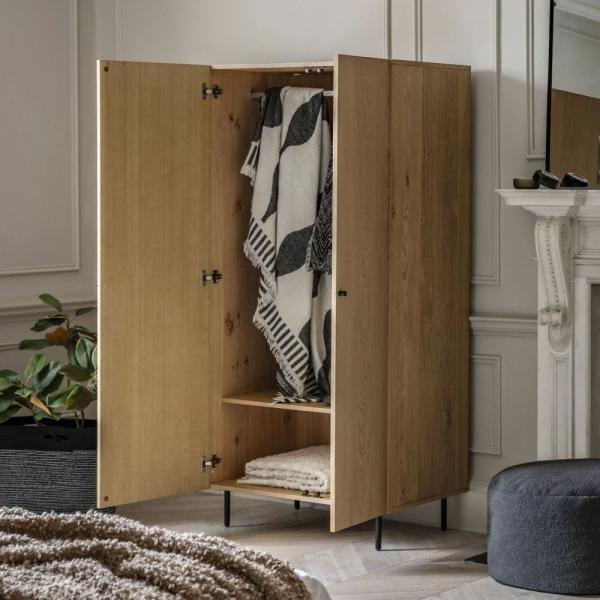 Product photograph of Ashdown Oak 2 Door Wardrobe from Choice Furniture Superstore.