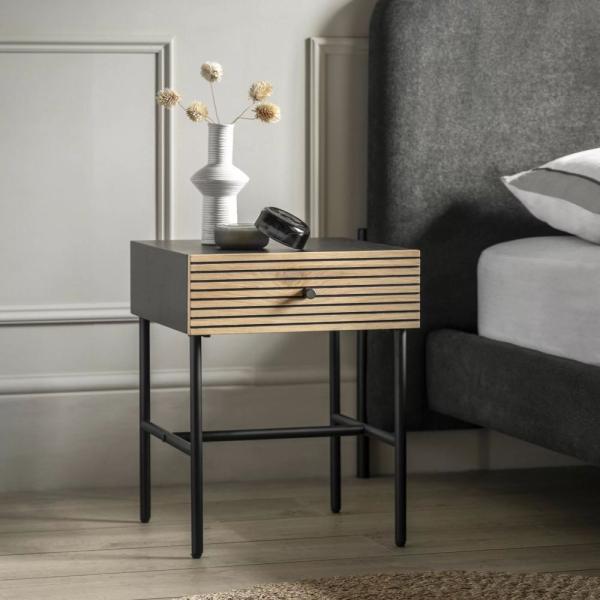 Product photograph of Hyland Natural 1 Drawer Bedside Cabinet from Choice Furniture Superstore.