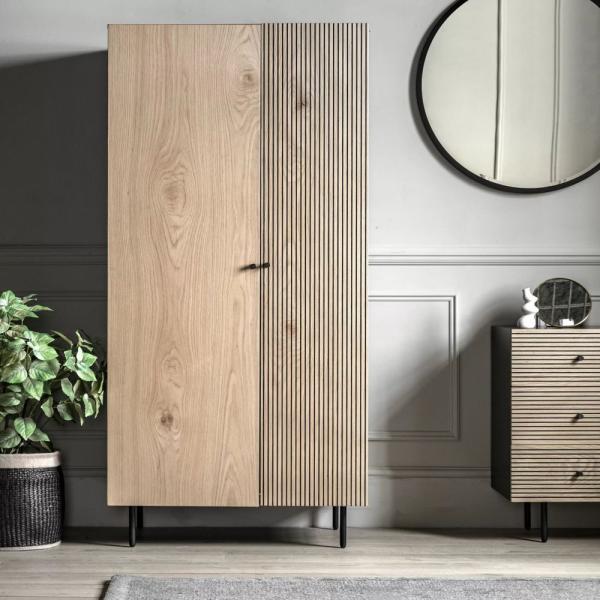 Product photograph of Hyland Natural 2 Door Wardrobe from Choice Furniture Superstore.