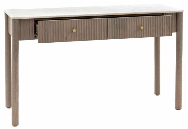 Product photograph of Marmo White Marble Top 130cm Console Table - 2 Drawers from Choice Furniture Superstore.