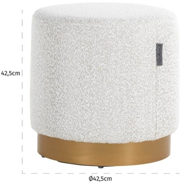 Product photograph of Emmy White Boucle Fabric And Gold Pouffe from Choice Furniture Superstore.