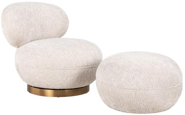 Product photograph of Jace Cream Fabric Pouffe from Choice Furniture Superstore.