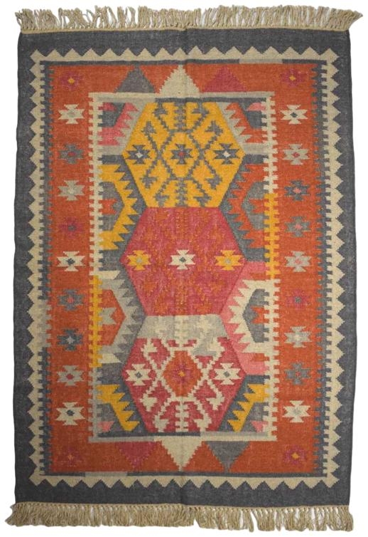 Product photograph of Multi Coloured Kilim Large Wool Rug - 120 X 180cm from Choice Furniture Superstore.