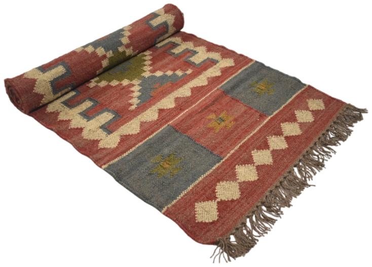 Product photograph of Multi Coloured Kilim Wool And Jute Rug - 60 X 245cm from Choice Furniture Superstore.