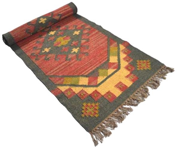Product photograph of Wool And Jute Kilim Rug from Choice Furniture Superstore.