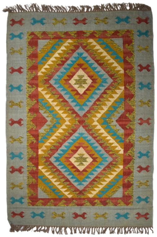 Product photograph of Wool And Jute Kilim Multi Coloured Rug from Choice Furniture Superstore.