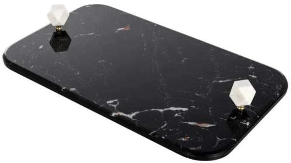 Product photograph of Yaya Black Marble Effect Tray from Choice Furniture Superstore.