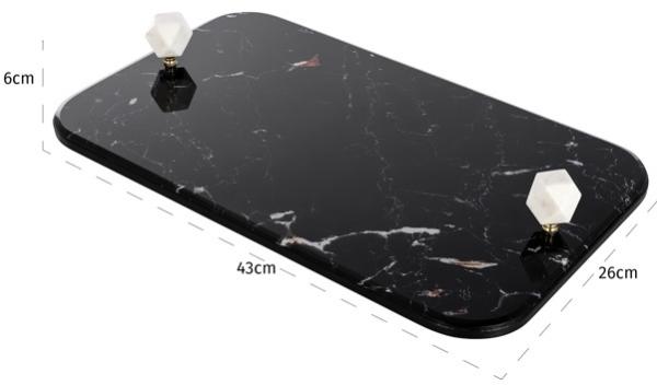 Product photograph of Yaya Black Marble Effect Tray from Choice Furniture Superstore.