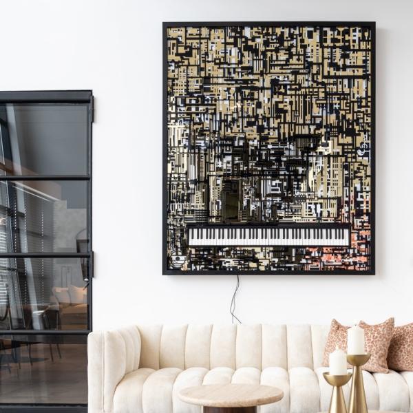 Product photograph of Wibi Black And Gold Piano Wall Art from Choice Furniture Superstore.