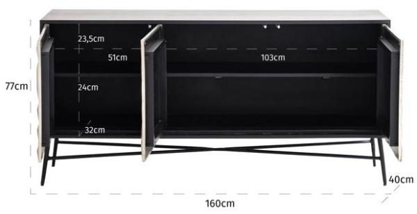 Product photograph of Tetro Silver 160cm Large 3 Door Sideboard from Choice Furniture Superstore.