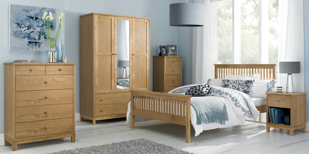 Product photograph of Bentley Designs Atlanta Oak 4ft Small Double High Footend Bed from Choice Furniture Superstore.