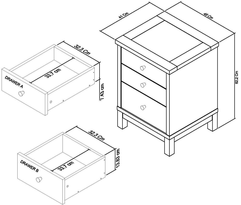 Product photograph of Bentley Designs Atlanta Oak 3 Drawer Bedside Cabinet from Choice Furniture Superstore.