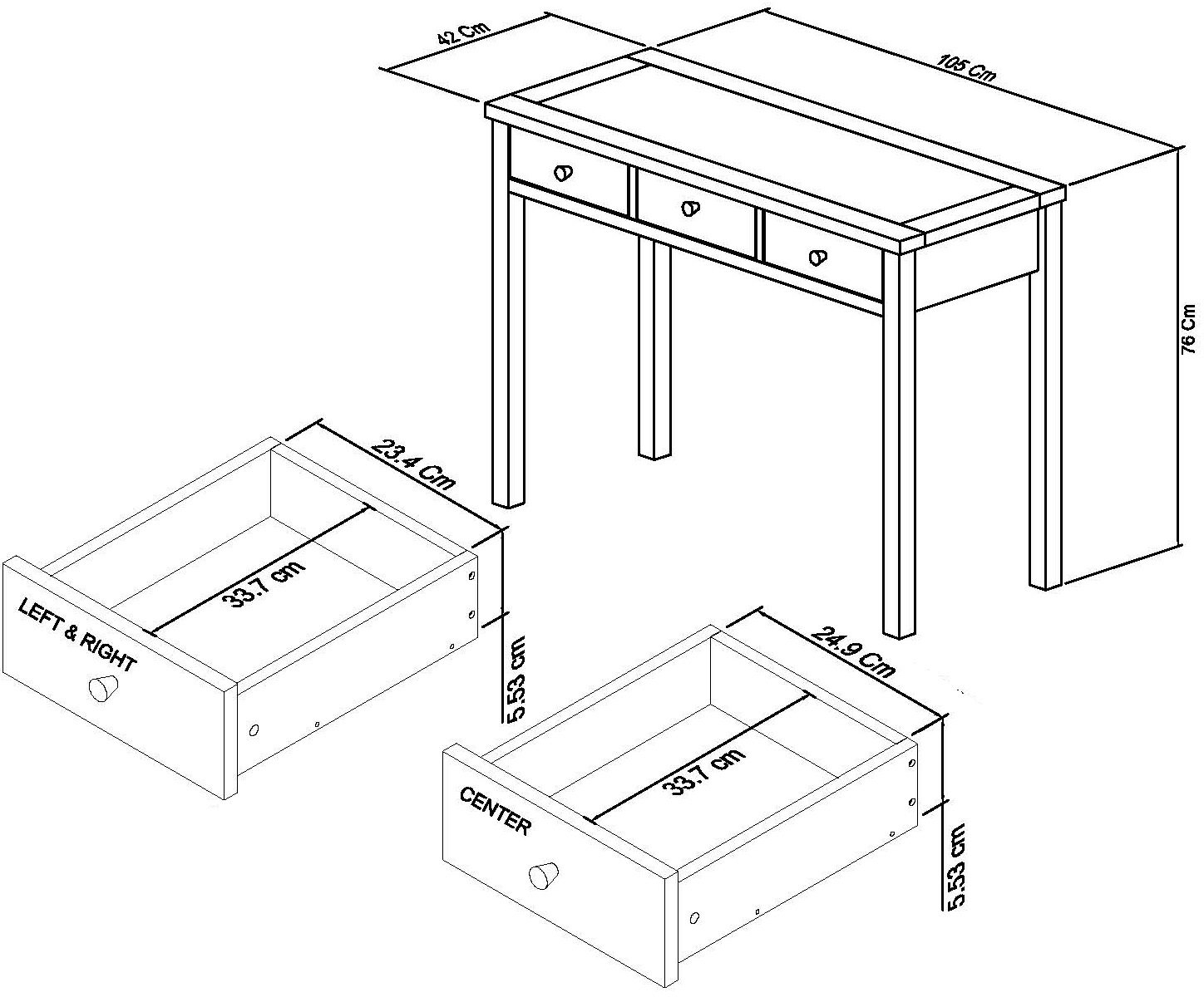 Product photograph of Bentley Designs Atlanta Oak 3 Drawer Dressing Table from Choice Furniture Superstore.