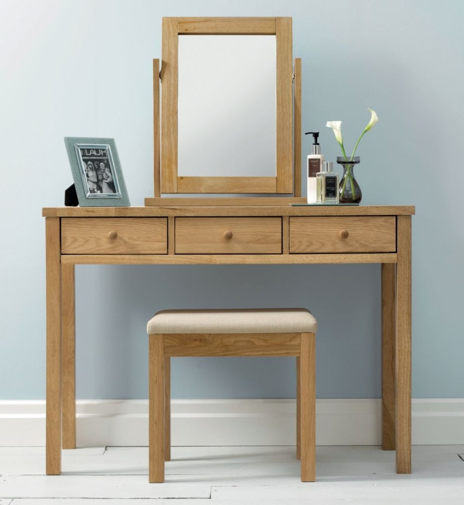 Product photograph of Bentley Designs Atlanta Oak Vanity Mirror from Choice Furniture Superstore.